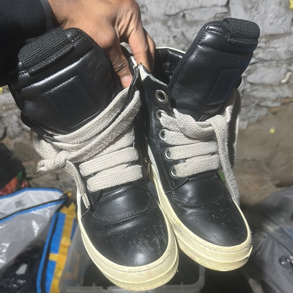 Rick Owens Black and Cream Men's Boots